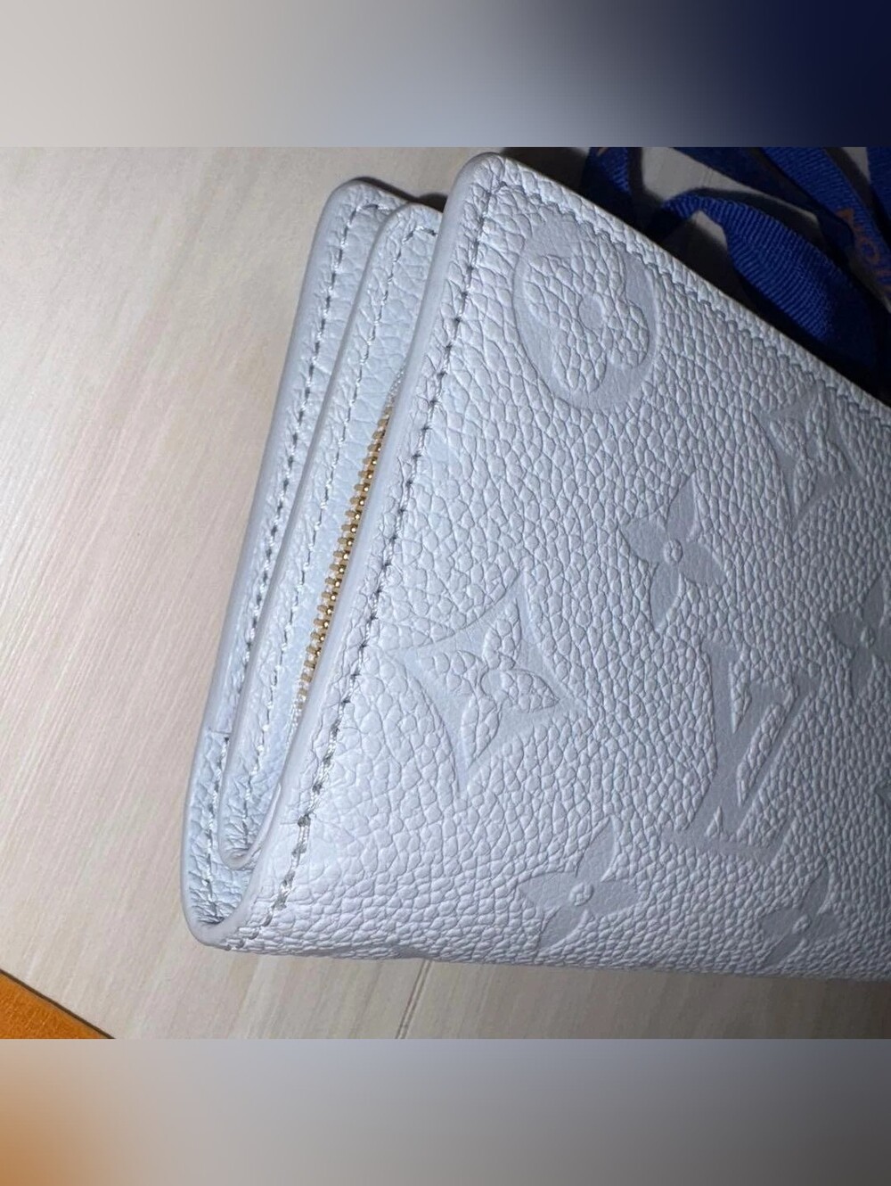Louis Vuitton Pale Blue Leather Compact Wallet with Gold Accents - Picture 6 of 10